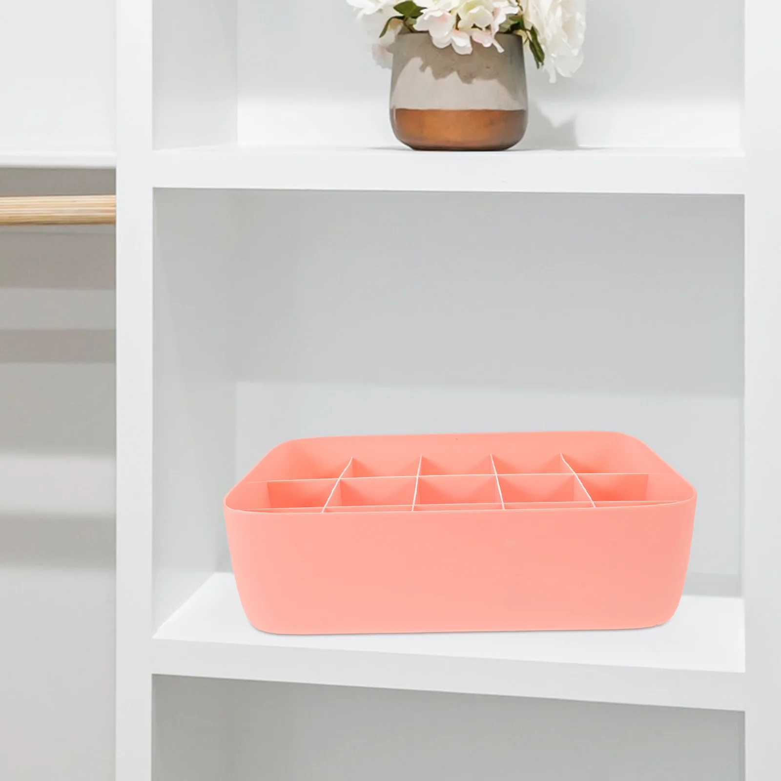 

15-Compartment Underwear Storage Box Stackable Plastic Basket for Bra Socks Panties Organizer Pink Plastic Storage Box
