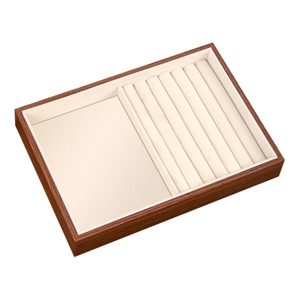 Small Size Wood Grain Jewelry Tray Large Capacity Simple Design Jewelry Storage Drawer Practical Function Walnut Wood