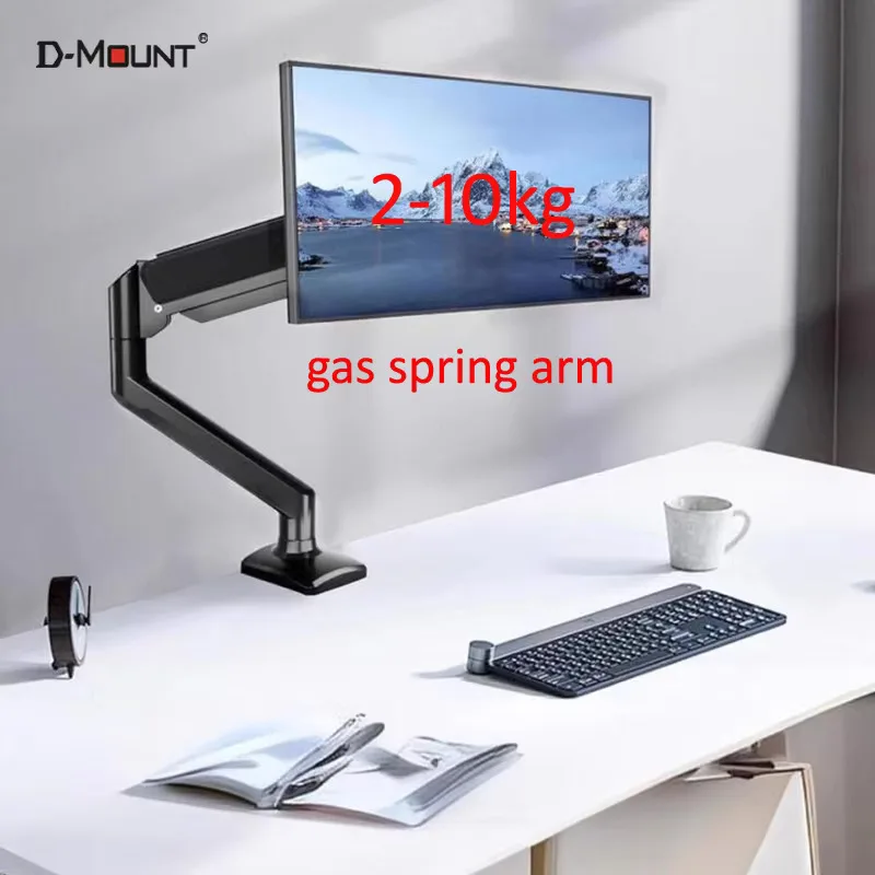 D-MOUNT D80 Metall Aluminium 2-10 kg 13"-32" Monitor Desktop Ständer Halterung Gasfederarm Full Motion Drehklemme 0-60 mm Tülle