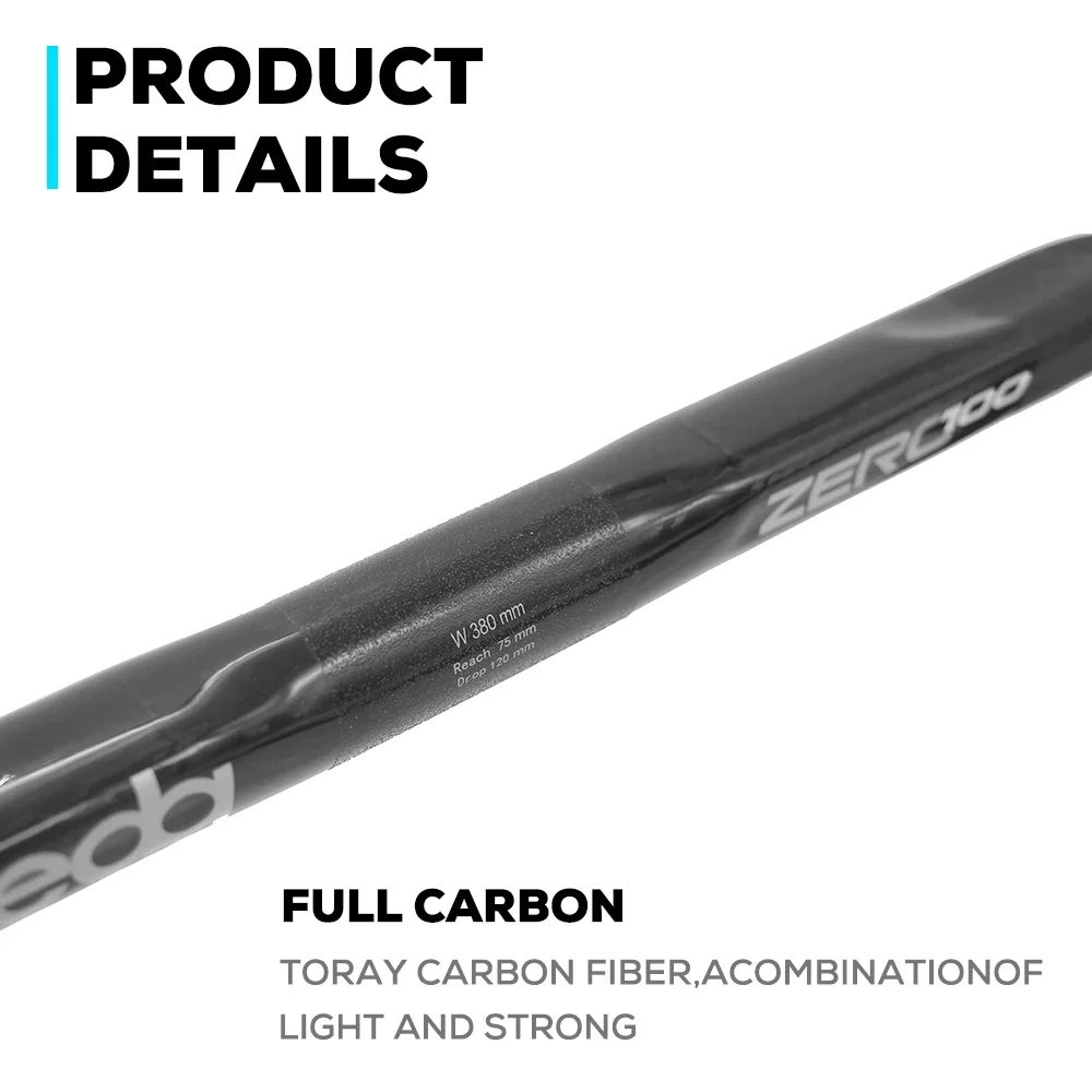 DEA Zero100 Rennrad Carbon-Lenker 25,4MM Gebogener Lenker 380 400 420 440 mm Externe Kabelführung Schwarz Matt Verstärkte Fahrradteile – Detail 5