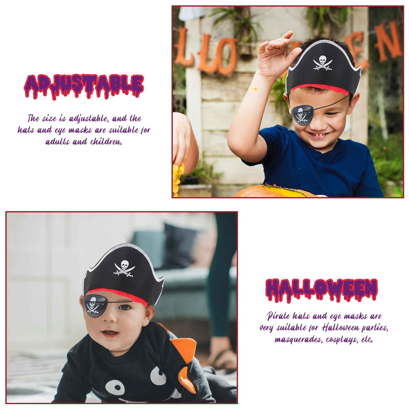

Pirate Cosplay Set Decorative Costume Accessories Halloween Party Supplies Eye Patches Performance Headgear Pirate Hats For
