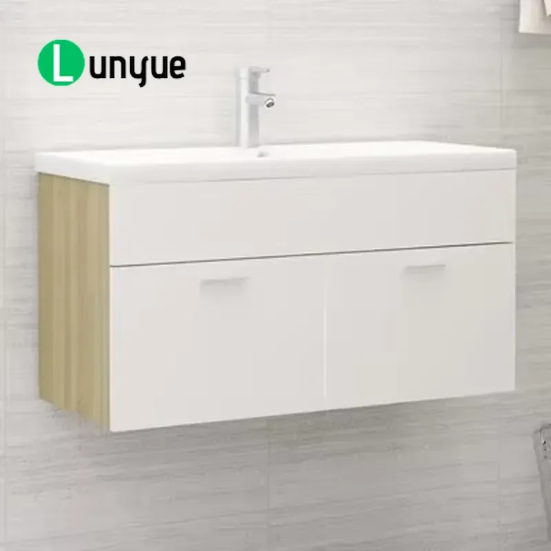 Modern Wall Mounted Engineered Wood Rectangle Bathroom Vanity Cabinet with Drawer and Sink Durable Easy