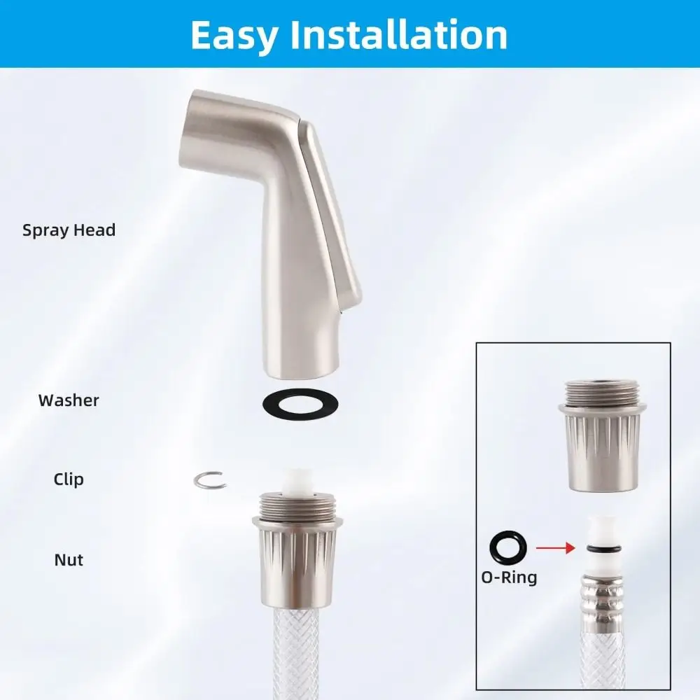 Brushed Nickel Faucet Extender Universal Durable Faucet Side Sprayer Heads Chrome Sink Faucet Replacement Kitchen Supplies