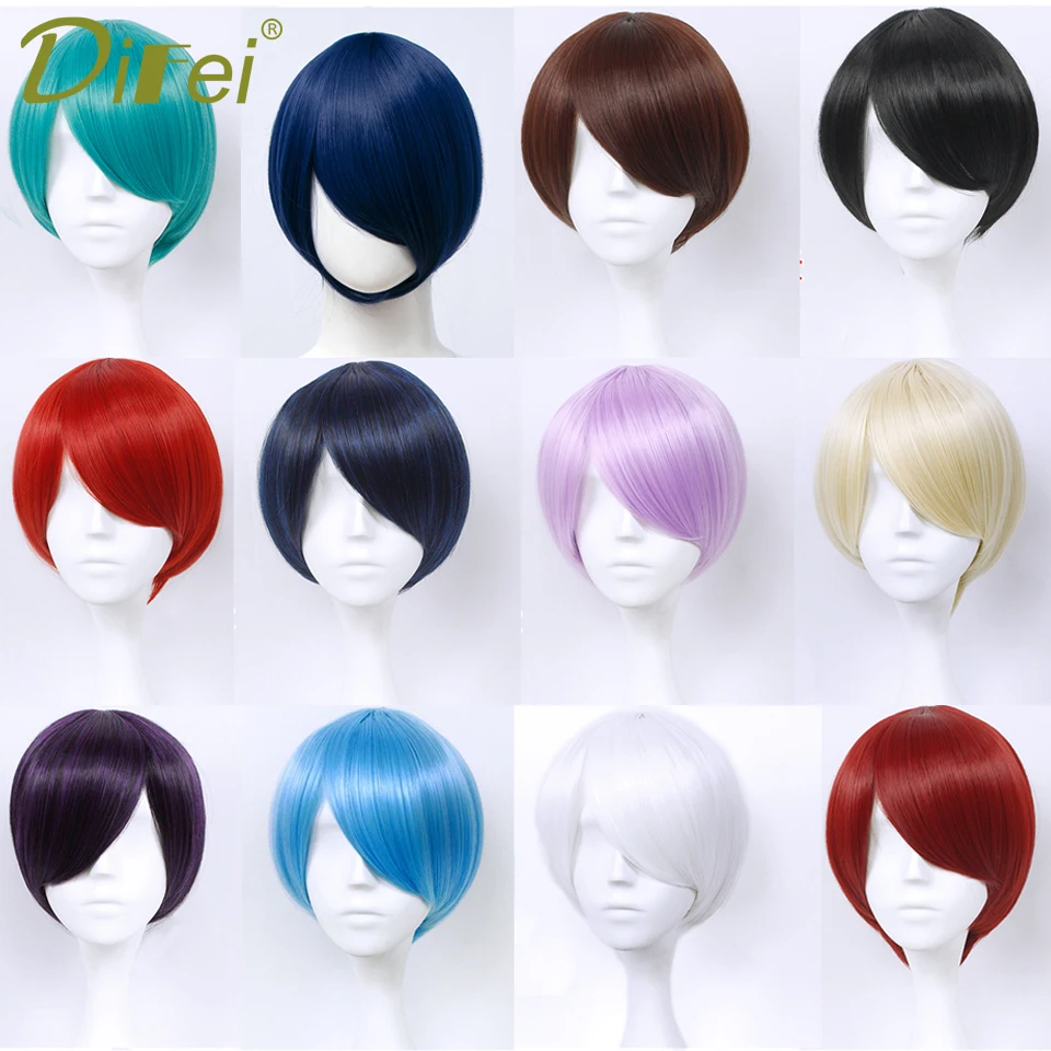 

DIFEI Synthetic Wig 30cm Short Hair Modified Face Universal Short Wig Cartoon Cos Color Short Wig