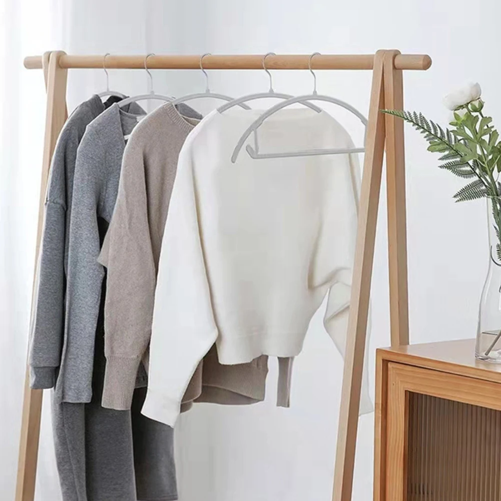 10pcs Anti-slip Clothes Hanger Space Saving No Shoulder Bump T-shirt Rack Non-slip For Bathroom Balcony Organizer