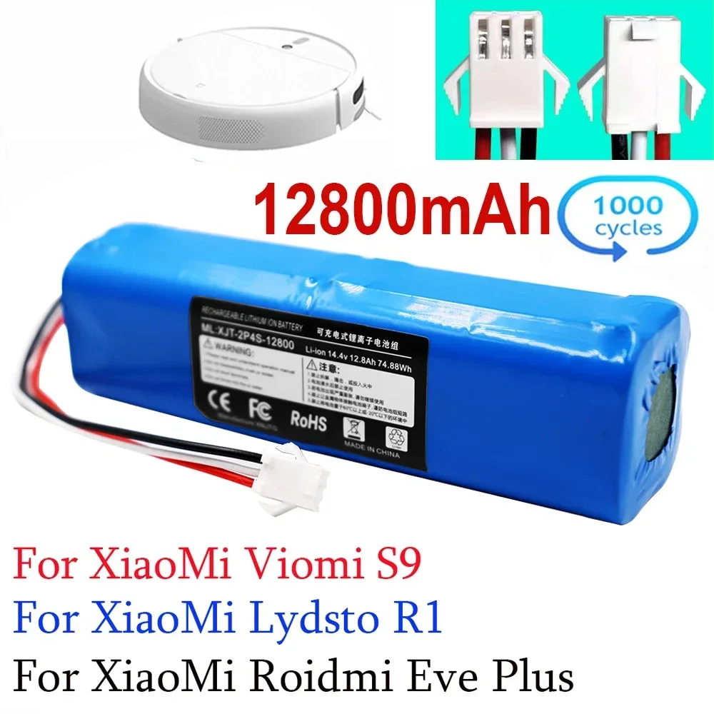 

Replacement For XiaoMi Lydsto R1 Roidmi Eve Plus Viomi S9 Robot Vacuum Cleaner Battery Pack Capacity 12800mAh Accessories Parts