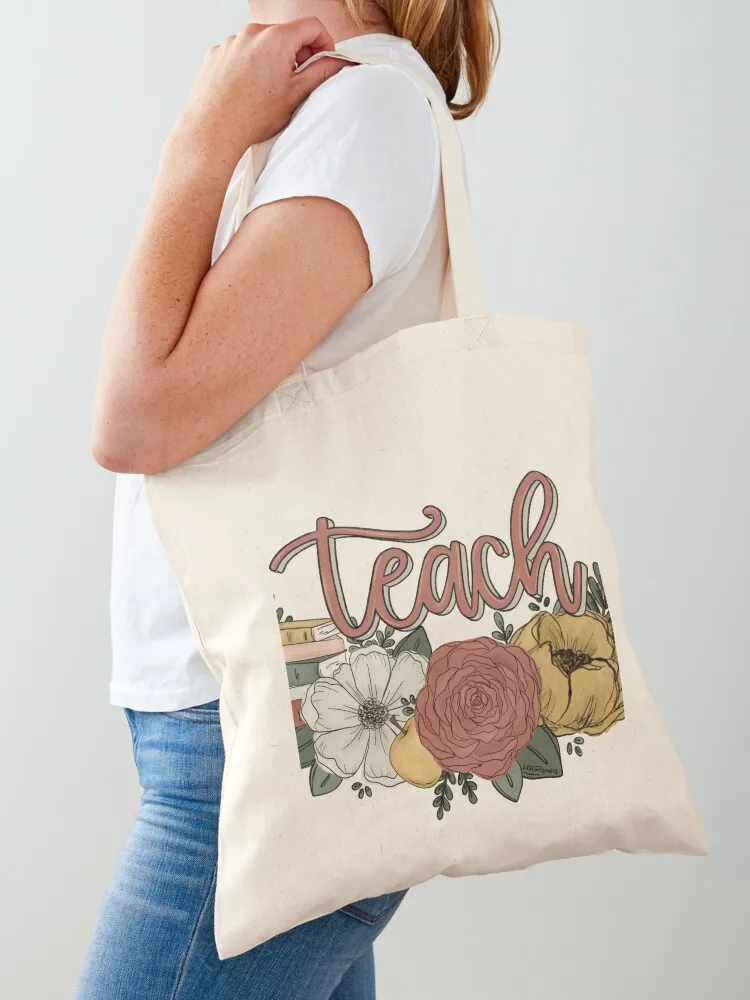 

Teach Florals Tote Bag Women's shopping bag shopping cart bags Shopper handbag tote bags men