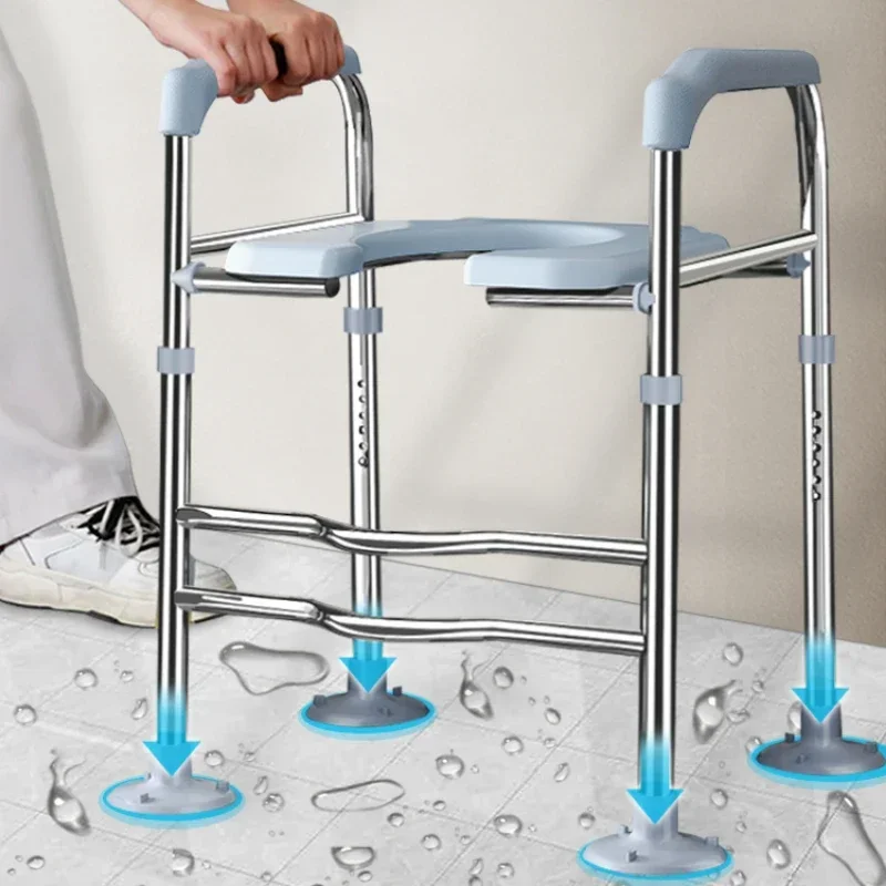 Toilet Booster Chair with Handrails - Portable Elderly Toilet Seat, Easy Clean Commode, Senior Mobility Aid, Bathroom Helper