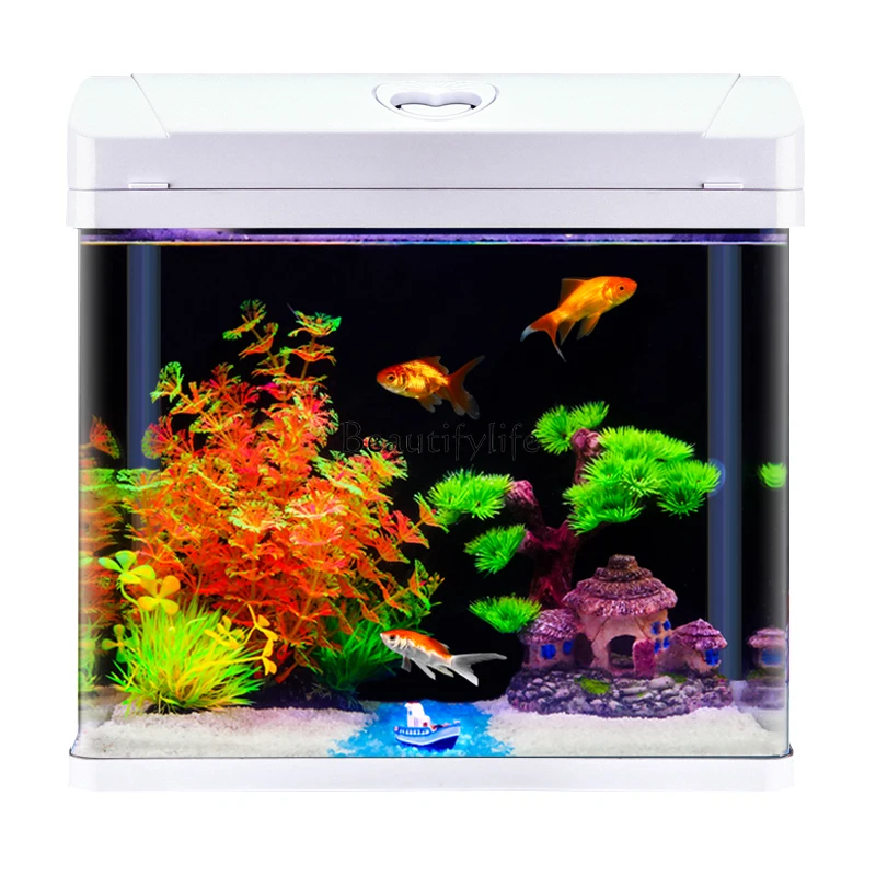 

Small Mini Desktop Home Aquarium Change Water Ecological Small Fish Tank