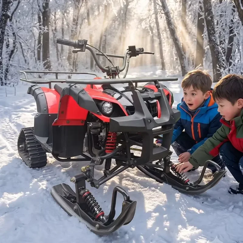 Durable Adult Snowmobile 125cc 4-Stroke Chain Drive Electric Ignition Hydraulic Suspension Snow Bike