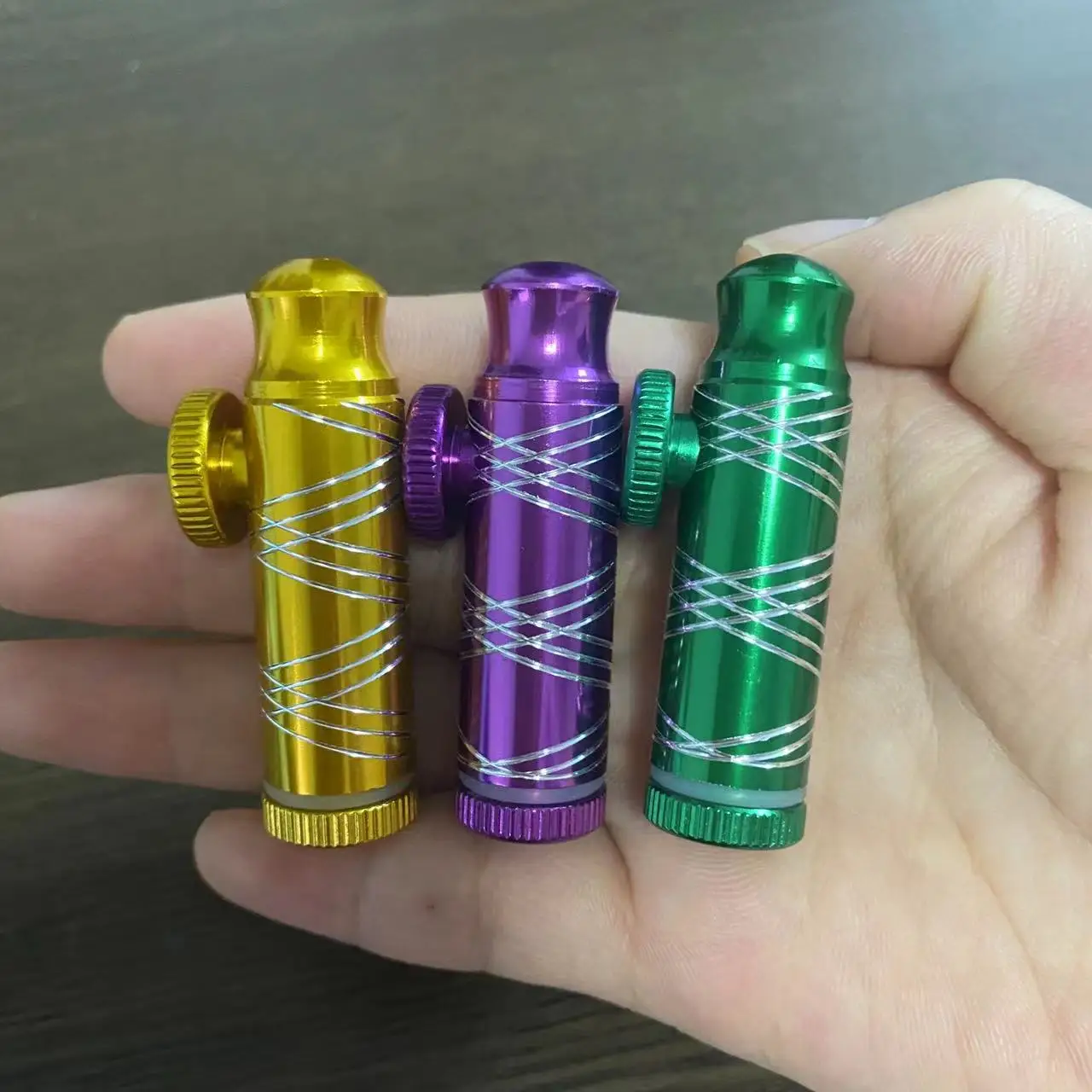 2pcs Mini Bottle Metal Bullet Dispenser 54mm Plain Rounded Storage Bottle Portable Aluminum Rocket Dispenser