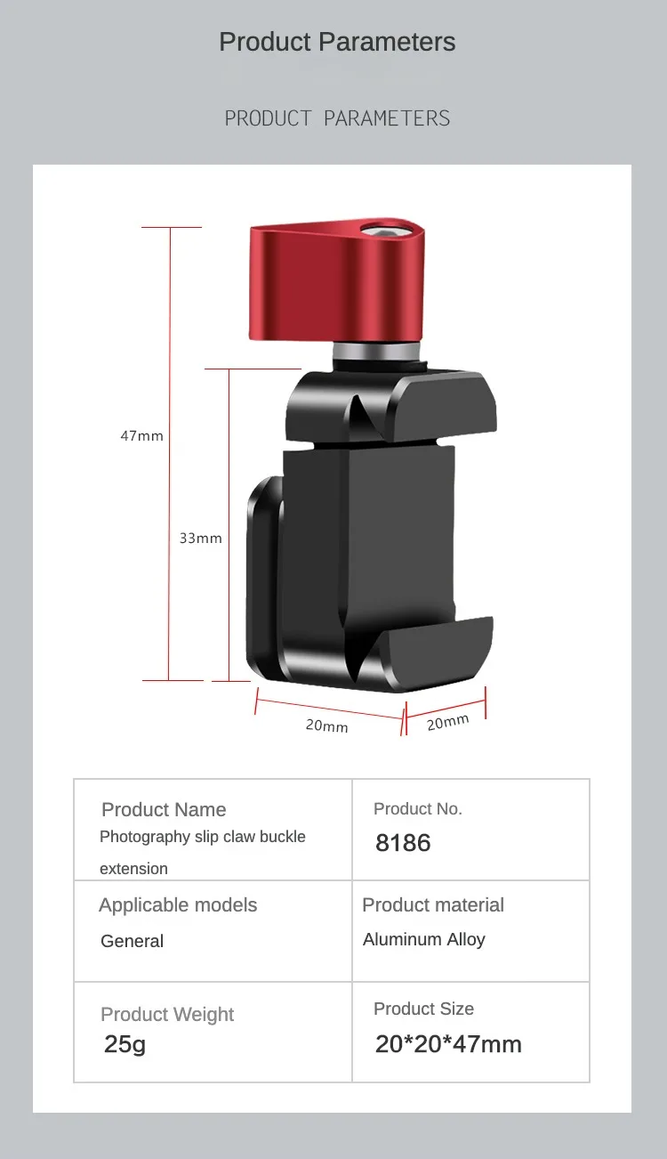 Kameraklemme Schnellspanner NATO Rail Clip Mount 1/4 3/8 Loch für 20 mm Videolicht Mikrofon Monitorhalter Gimbal Slider Verlängerung – Detail 10