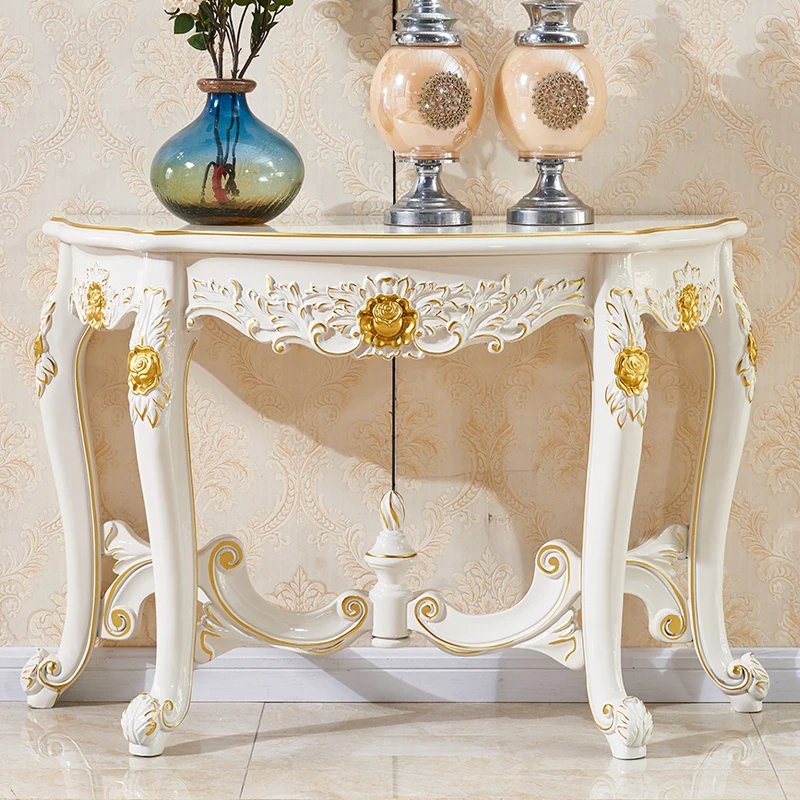

European entrance white table, living room American strip cabinet, entrance table gold-painted side table against the wall, corr