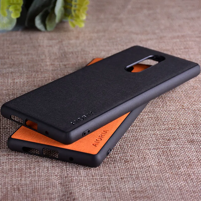 Case for Sony Xperia 1 coque Luxury textile Leather skin soft TPU hard PC phone cover for sony Xperia 1 case funda capa view 3