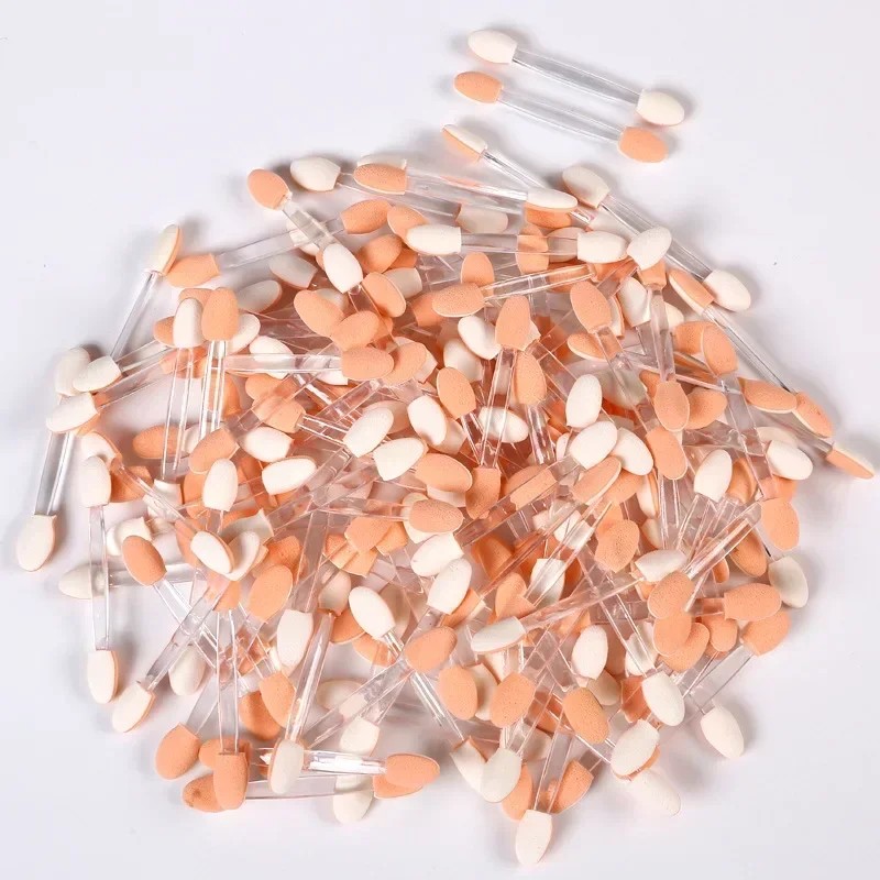 100pcs 6.5cm Double-headed อายแชโดว์ Latex ฟองน้ําทิ้งแปรงอายแชโดว์ขนาดเล็กแบบพกพาเครื่องมือแต่งหน้าความงามหัวแปรง