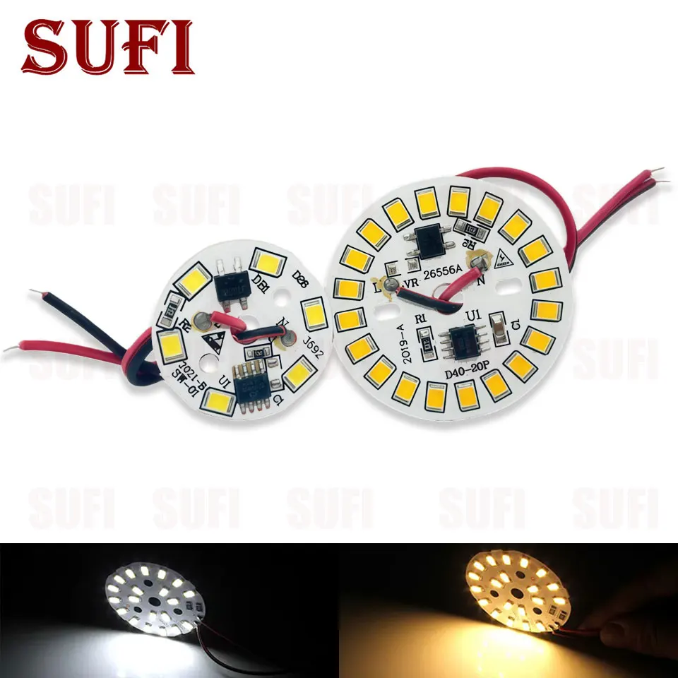 

10Pcs Drive Free 220V Circular Light Board LED Bead Ceiling Light Bedroom Light Wick Light Plate Replacement Light Source