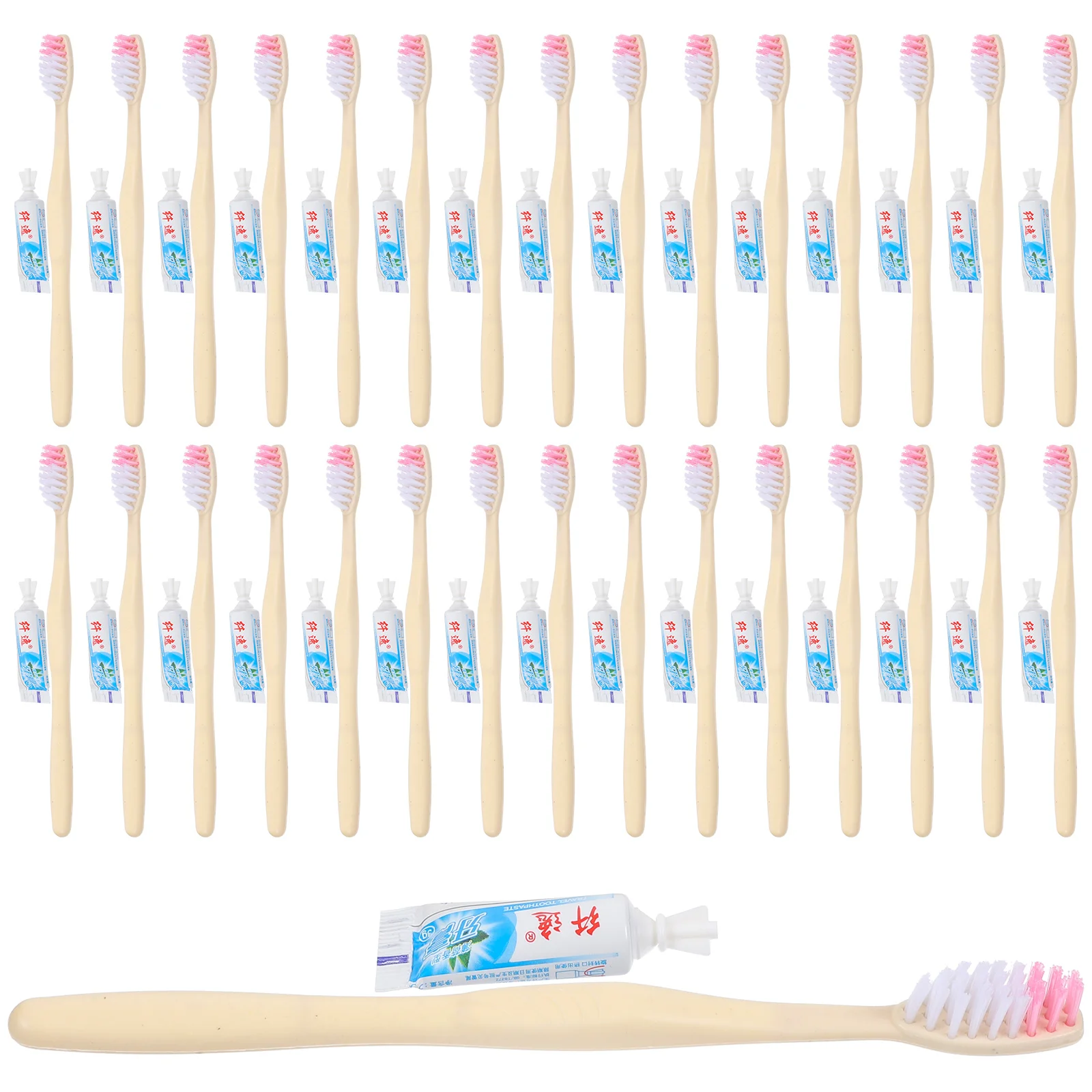 100 Pcs Hotel Accessories Hotel Individual Portable Individually Wrapped Manual With Toothpaste Plastic Travel Toothbrush