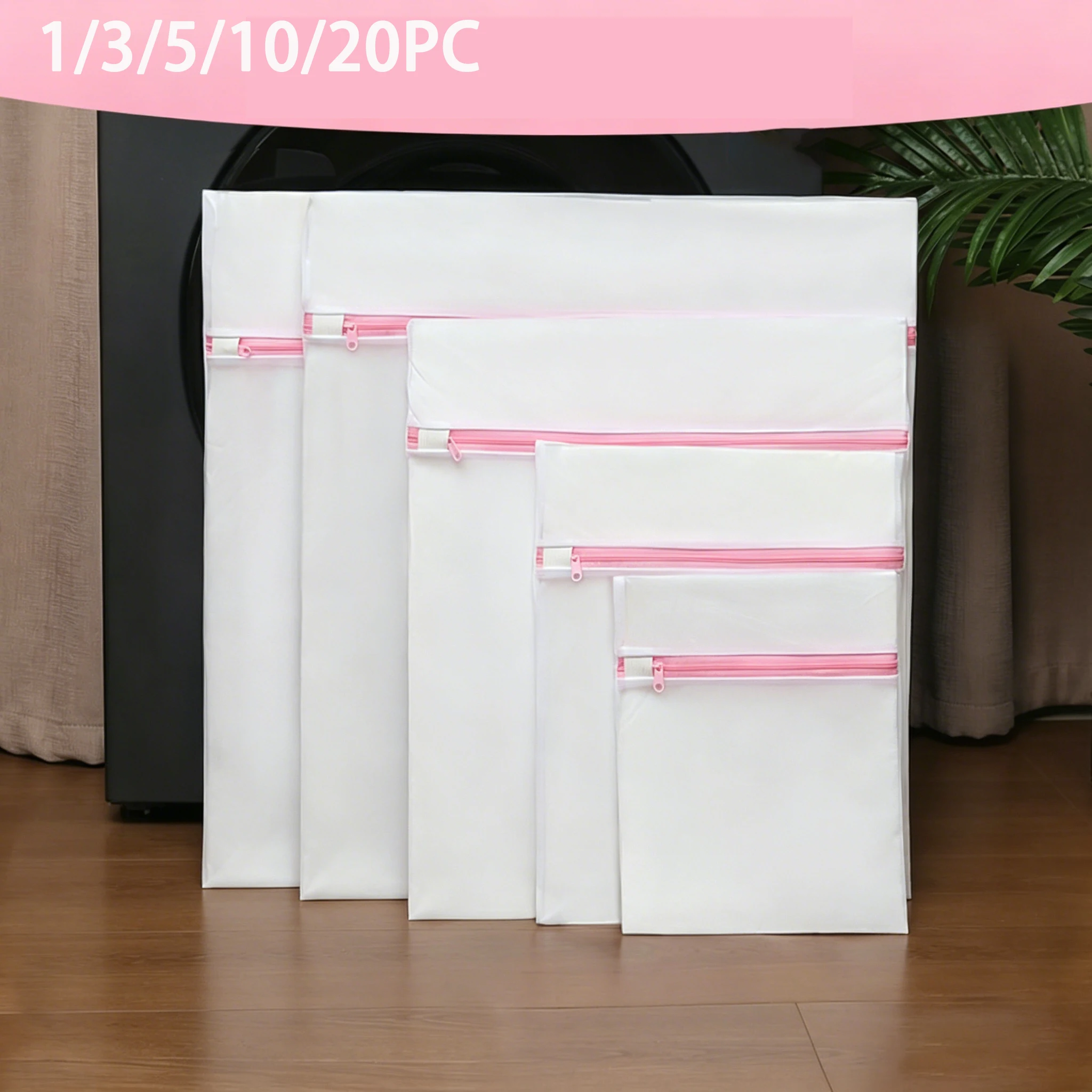 Wholesale Fine Mesh Laundry Bags Pink Zipper Large Capacity Delicate Lingerie Washing Bag Anti-deformation Clothes Storage Pouch