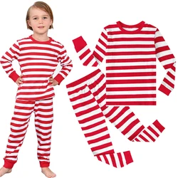 Red and White Striped Pajamas Toddler Boys Girls American Reading Day Kids Halloween Christmas Xmas Party Gift Pjs Clothes