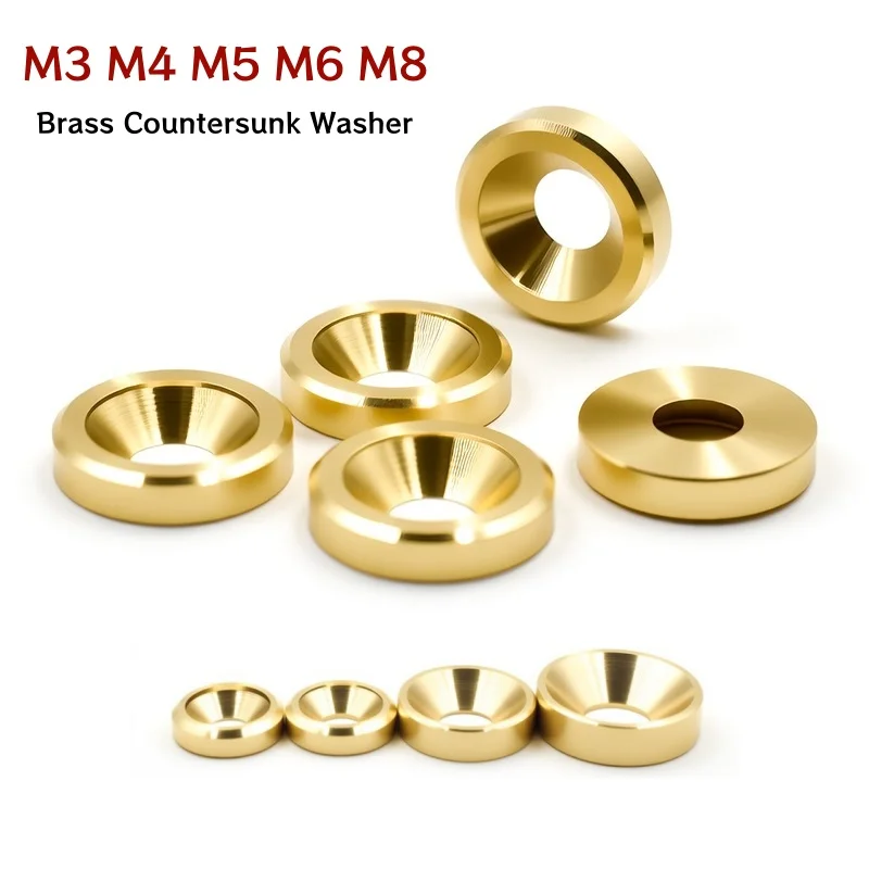 

5/10/20/50 шт. латунная шайба с потайной головкой M3 M4 M5 M6, твердые утопленные винты с потайной головкой, металлическая прокладка Meson с плоской головкой