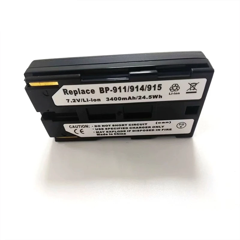 Bateria da câmera BP911 7.2V 3400mAh para Canon BP911 BP914 BP-915 BP915, duas baterias + um carregador