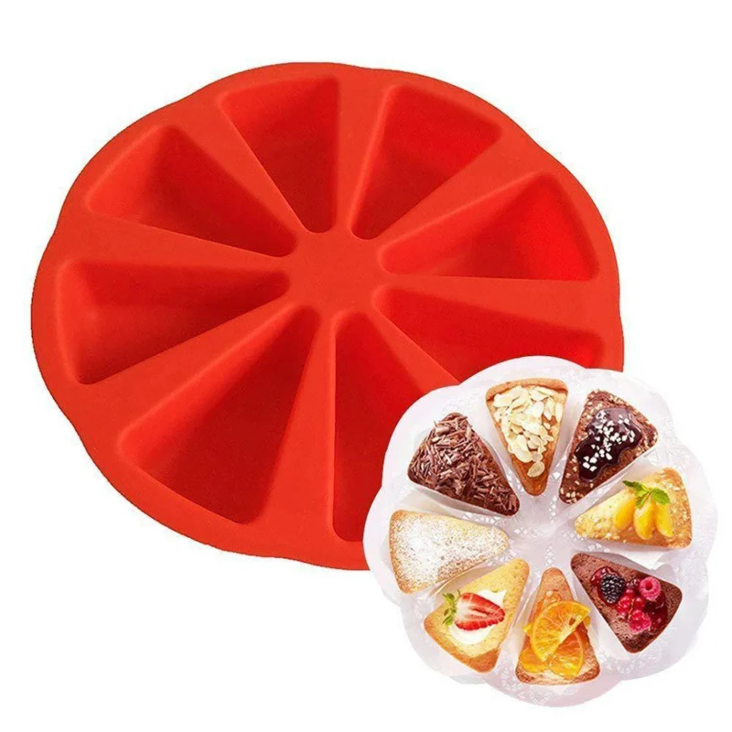 

Silicone Cake Mold 8 Grids Shape Striangle Pizza Plate Bakeware Non-stick Bread DIY Baking Pastry Cake Molds