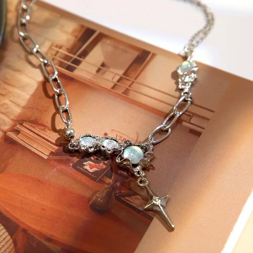 Moon Star Pendant Galaxy Necklace accessory for Women Cool Neck Jewelry Collarbone Chain Original Korean Fashion Party Gift