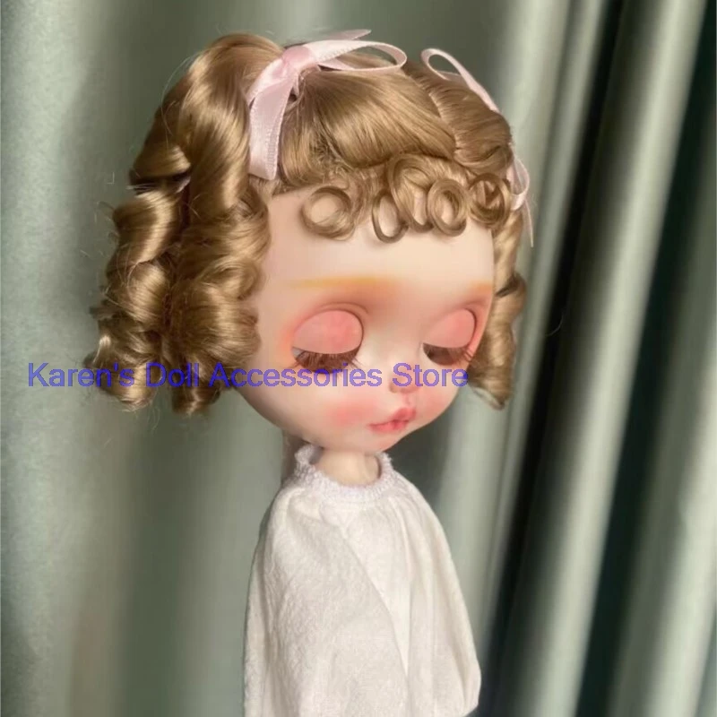 2026 vintage style（Special customization）curly double ponytai  Blythe wig Imitation Mohair Fit 9-10inch head circumference Qbaby