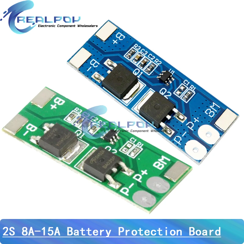 BMS 2S 3.2V 3.7V 8A LiFePO4 / Lithium Battery Charge Protection Board 15A Peak Current 6.4V 7.2V 18650 32650 Battery Packs