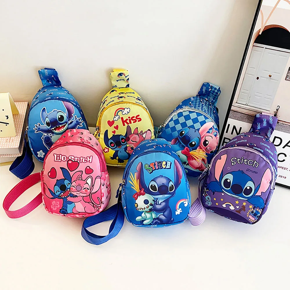 Borse a tracolla Anime Stitch Borsa da petto Kawaii Borsa da viaggio portatile alla moda Borsa a tracolla alla moda Zaino per bambini Regali