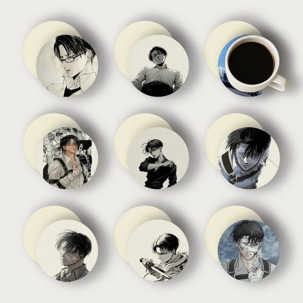 Anime Captain Levi Character 2D Wooden Coasters Heat Resistant Non-Slip Holiday Birthday Gift Durable