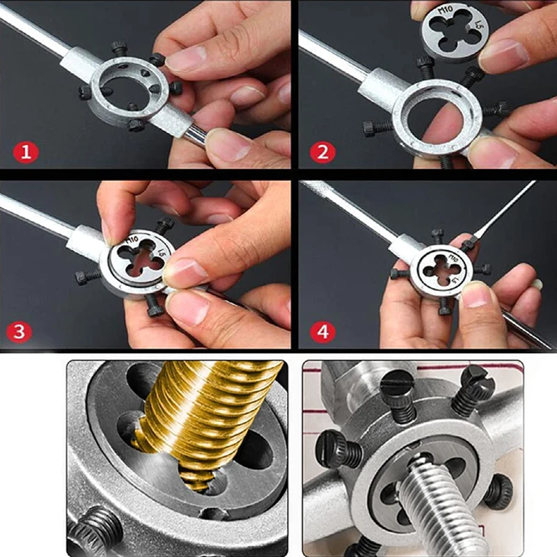 Troqueles de rosca HSS, troqueles redondos métricos, herramienta de corte de acero de aleación a mano derecha M1 M2 M2.5 M3 M4 M5 M6 M7 M8 M9 M10 M11 M12 M13