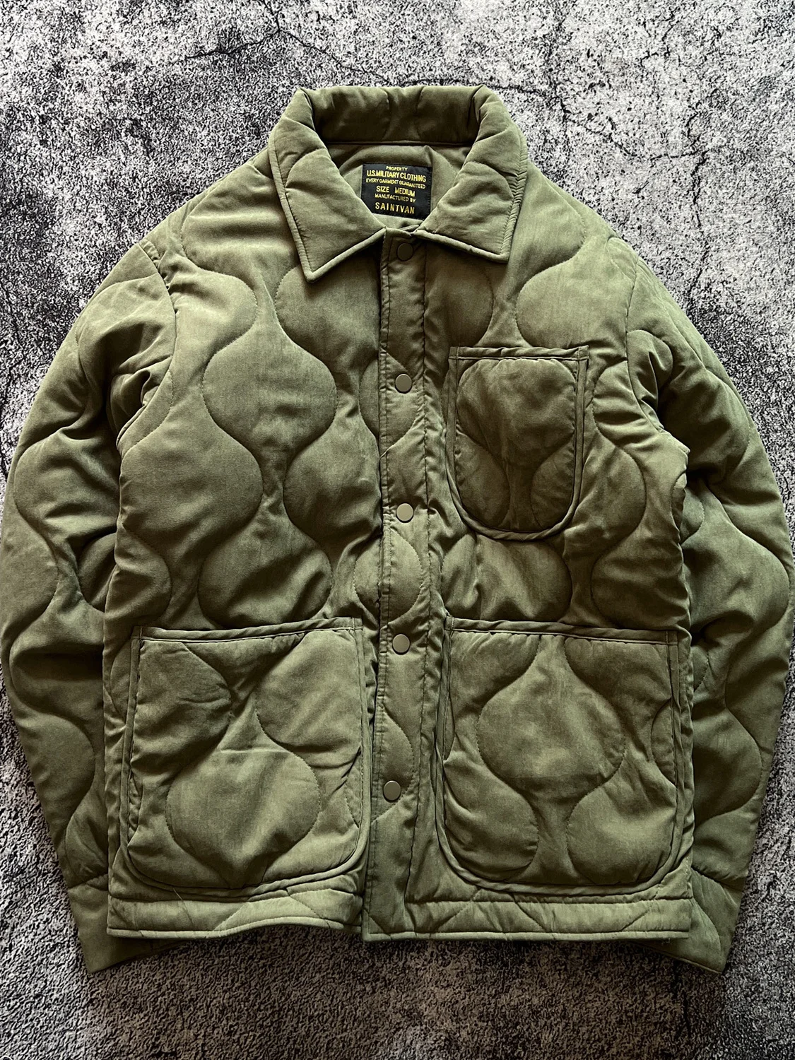 

Warm Autumn Winter Cotton Jaet American Retro Deer Skin Velvet Stitched Gourd Patterned Multi ket Workwear Trendy