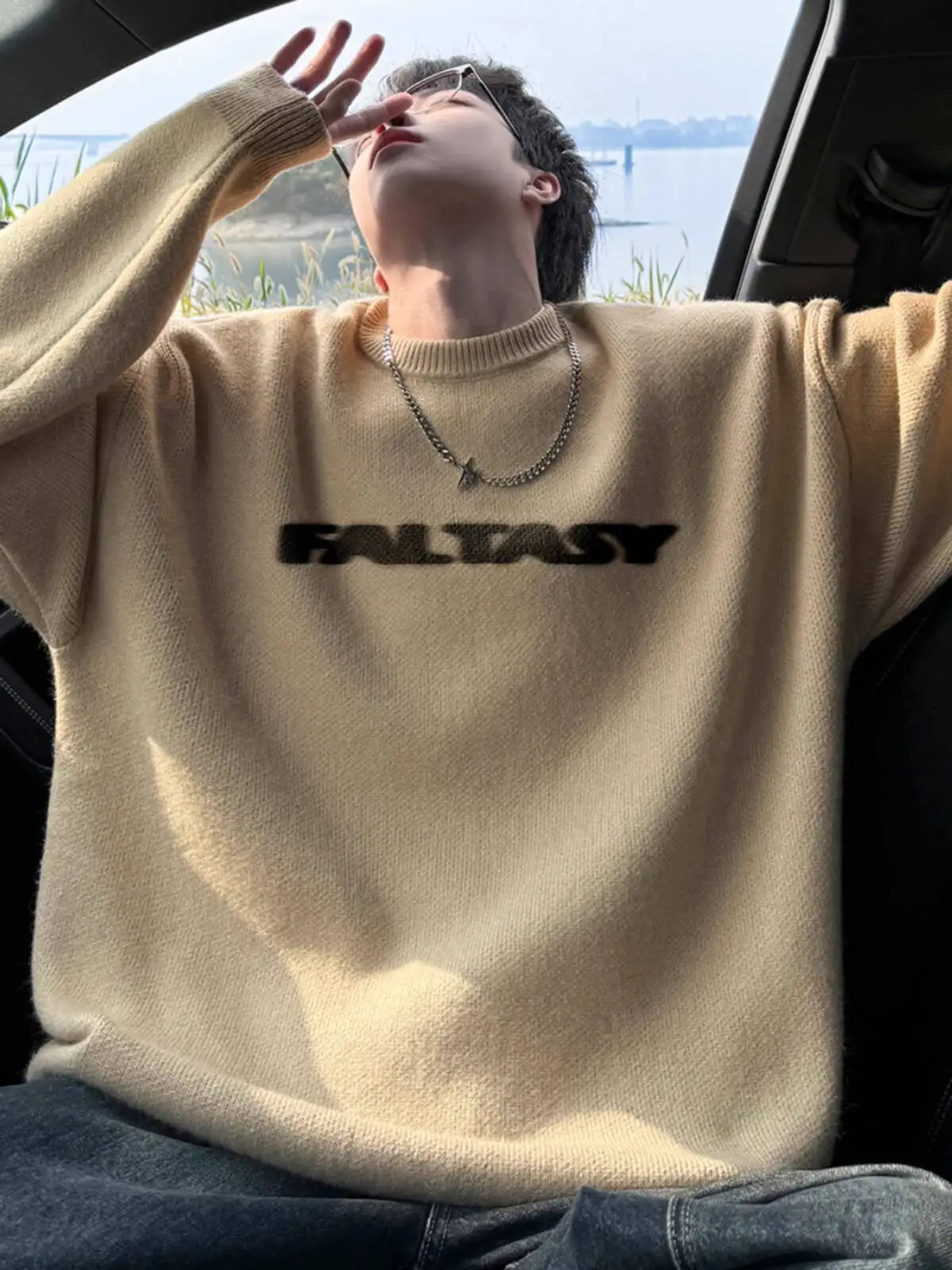 Man Women Sweater 2025 Autumn Spring New Men's Letter Printed Crew Neck Sweater Loose Lazy Style Knitwear Trendy Design