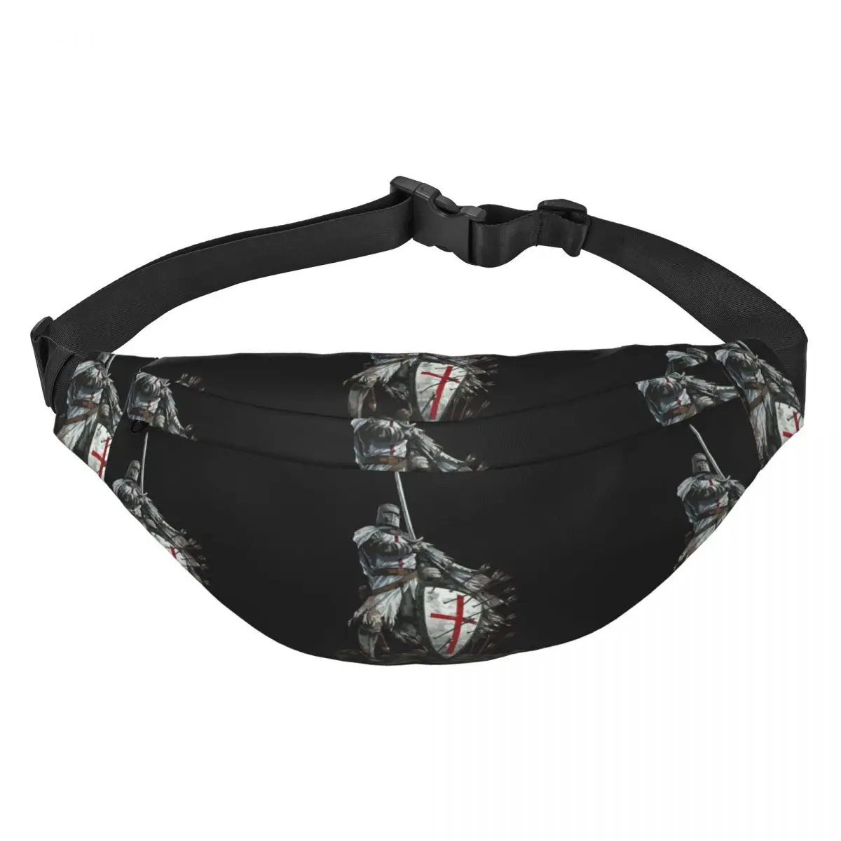 

Knights Templar Warrior Fanny Pack Medieval Templar Shield Cross Sling Crossbody Waist Bag for Travel Hiking Phone Money Pouch