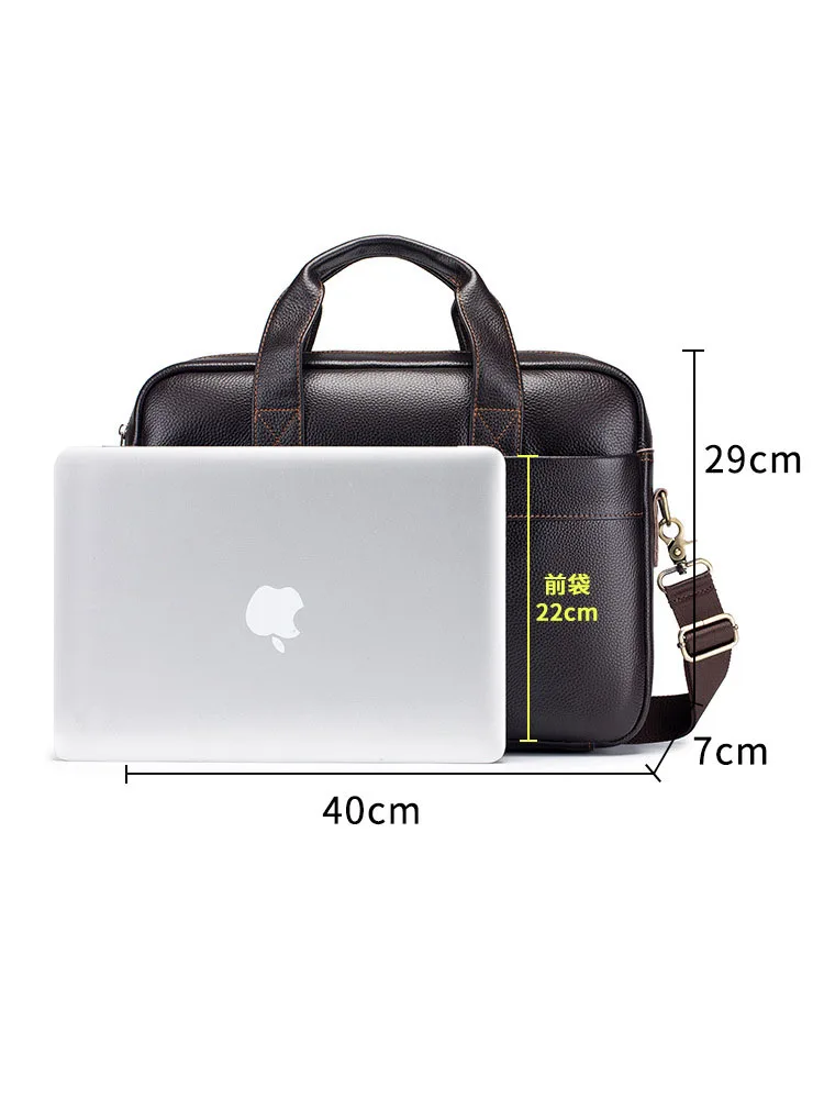 Business Laptop Bag Men Retro Genuine Leather Handbags Male Travel Briefcases Men 14 \