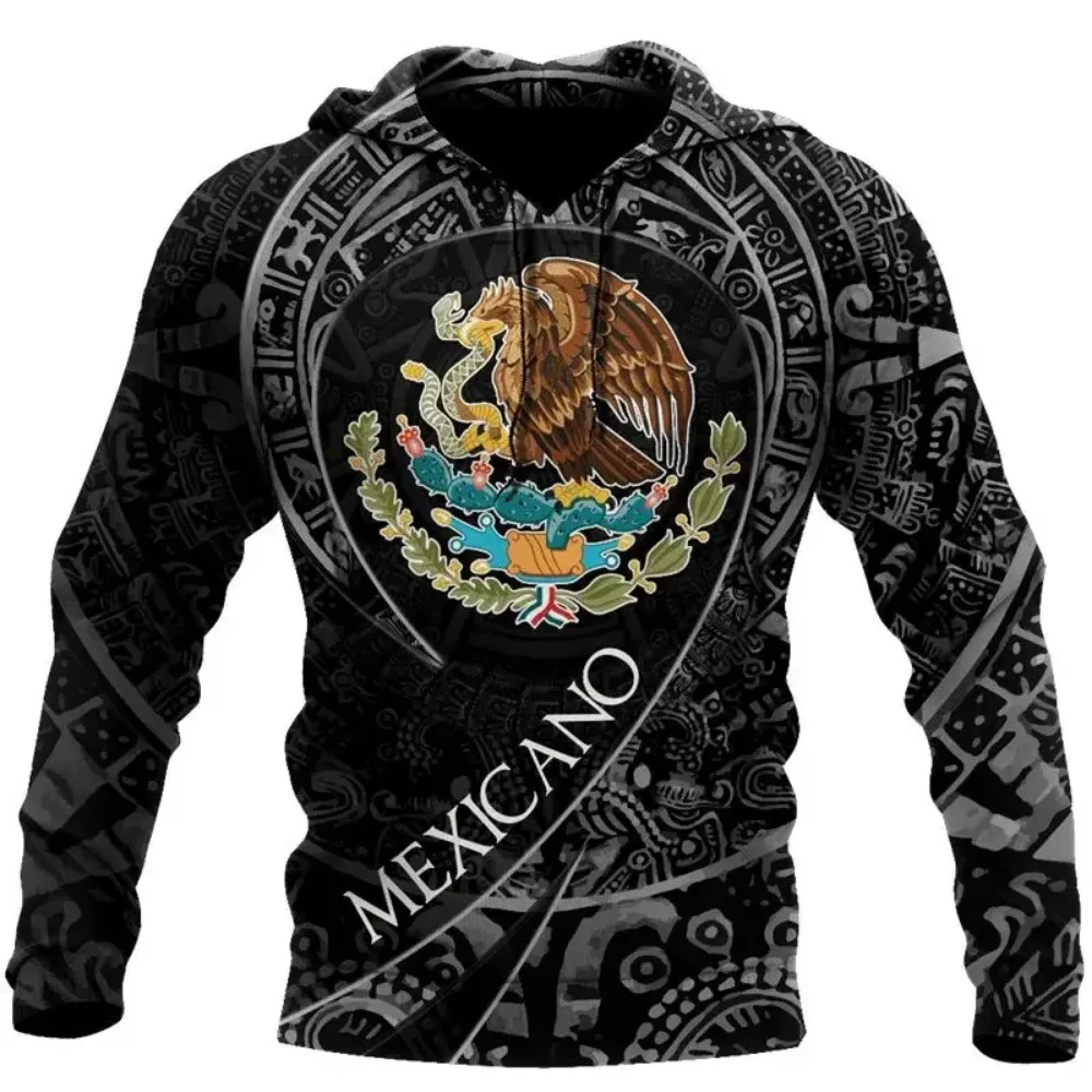 

Mexico Flag Pullovers Men Clothing Mexican Print Long Sleeve Hoodie Daily Oversized Hooded Male Casual Loose Streetwear Hoodies