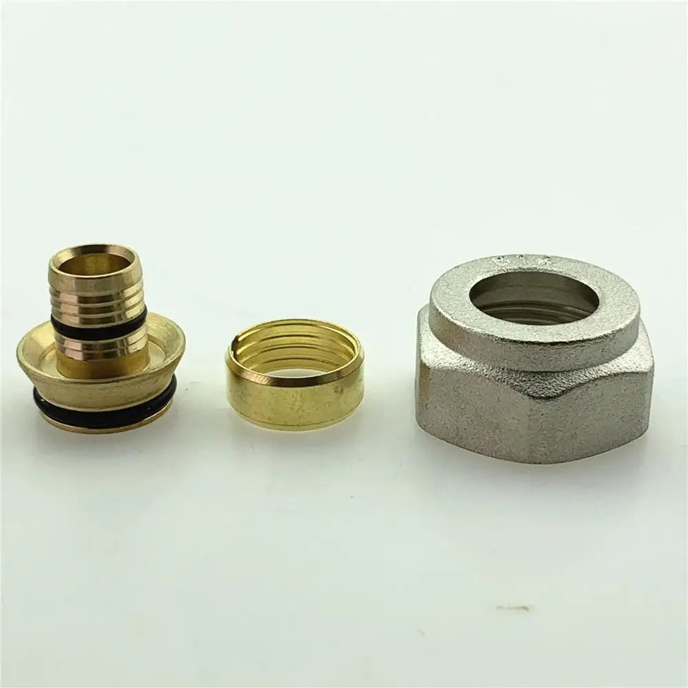 Juntas de calefacción de suelo, accesorio de junta de latón, colector de agua geotérmico, subcuenca, 12/16mm