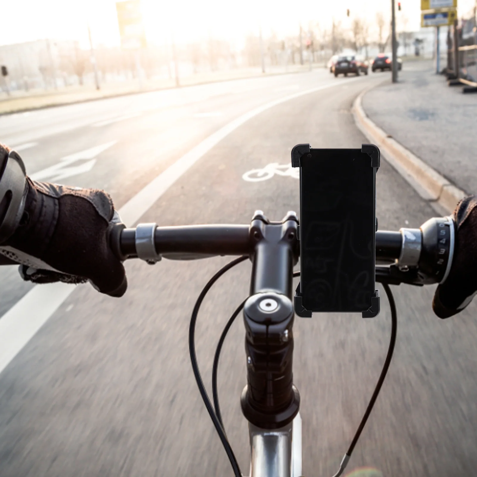 

Bike Handlebar Phone Holder Rotatable Stable Clamp Stand for Riding Convenient Phone Mount Bracket with Scratch Protection Pads