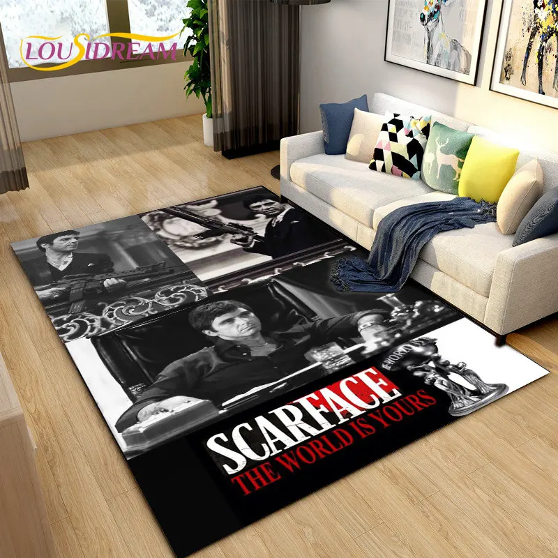 映画のフェイス-大きな3D印刷領域,リビングルーム,ベッドルーム,キッチンマットの装飾用の滑り止めフロアマット