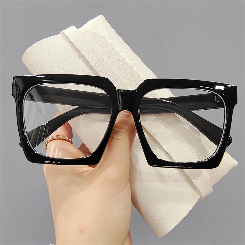 Rockjoy 147mm Oversized Black Eyeglasses Frame Women Male Square Thick Glasses for Optical Prescription Spectacles 0 -150 200