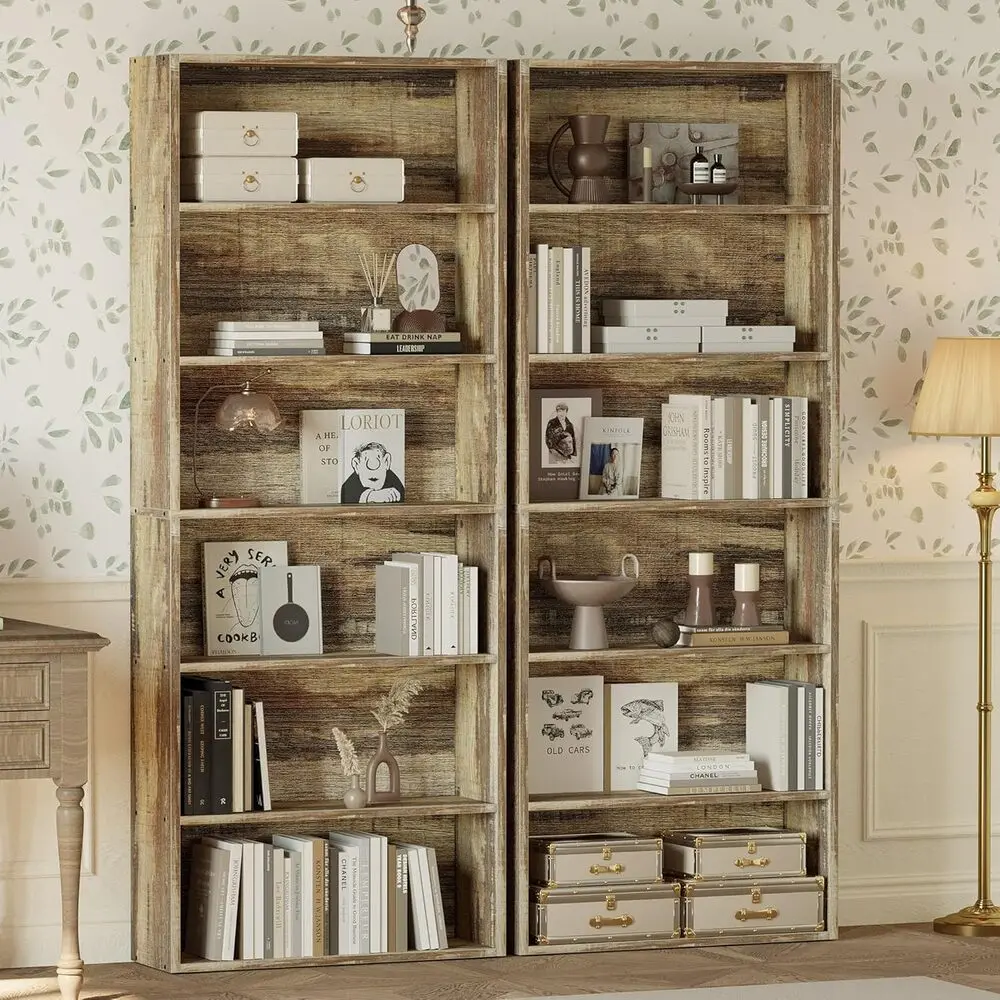 مجموعة أرفف الكتب وخزائن الكتب من IRONCK مكونة من 2 أرضية واقفة و6 طبقات تعرض أرفف تخزين 70 في خزانة كتب طويلة للمكتب المنزلي