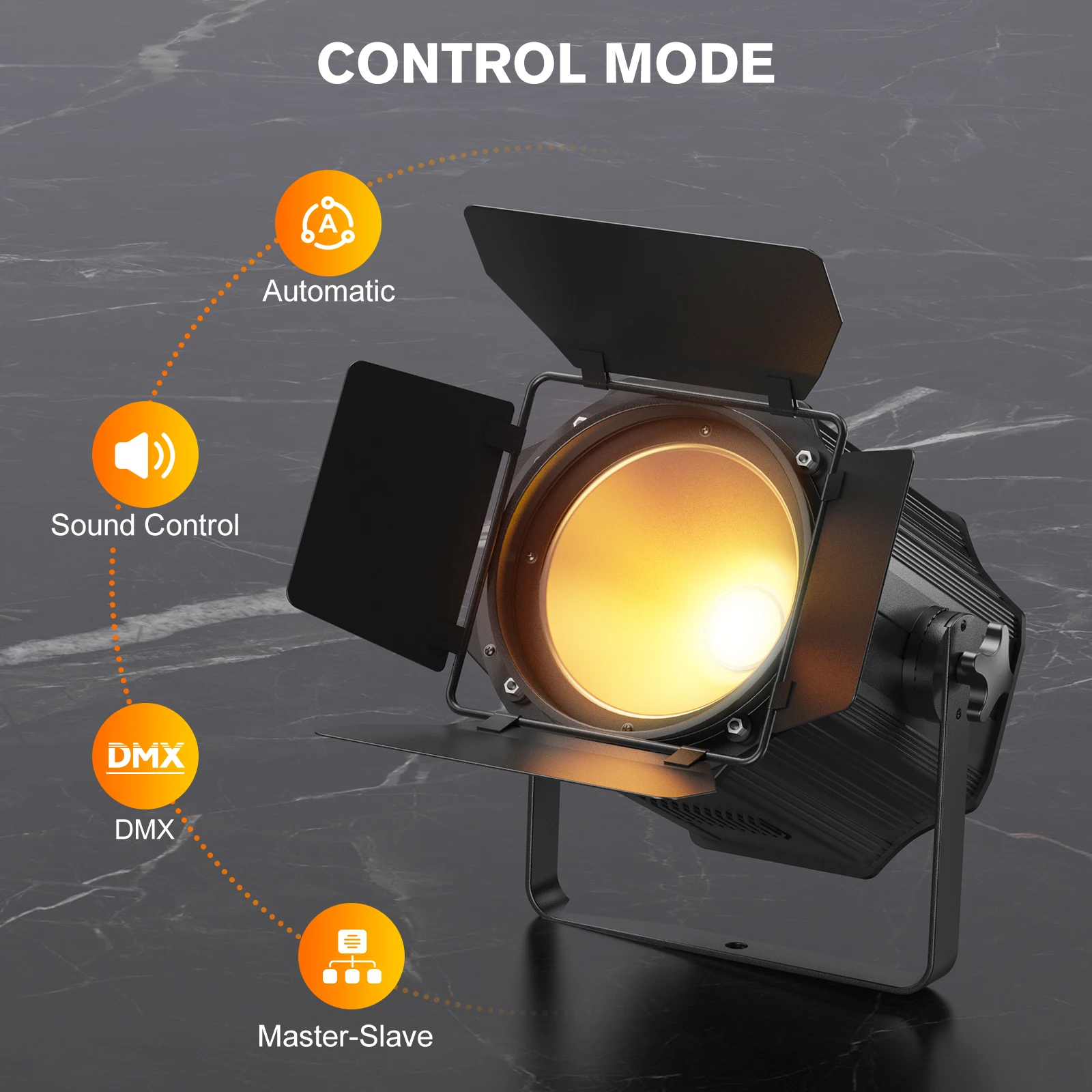 Fieryzeal 2PCS 200W COB Par Light with Barn Door DMX512 Linear Spotlight Warm&Cold White Stage Light for DJ Club Party Concert