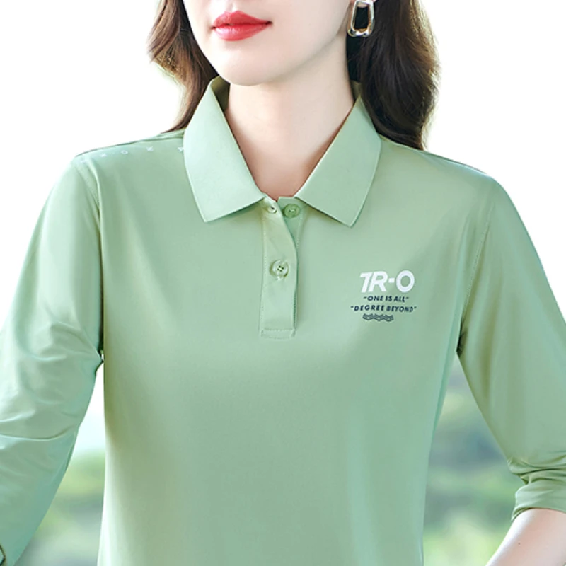 Spring Autumn Polo Golf Woman Long Sleeve T Shirt Lady Polo Shirt Top Women Luxury T-shirts Trend T-shirt Sports Vintage Quality