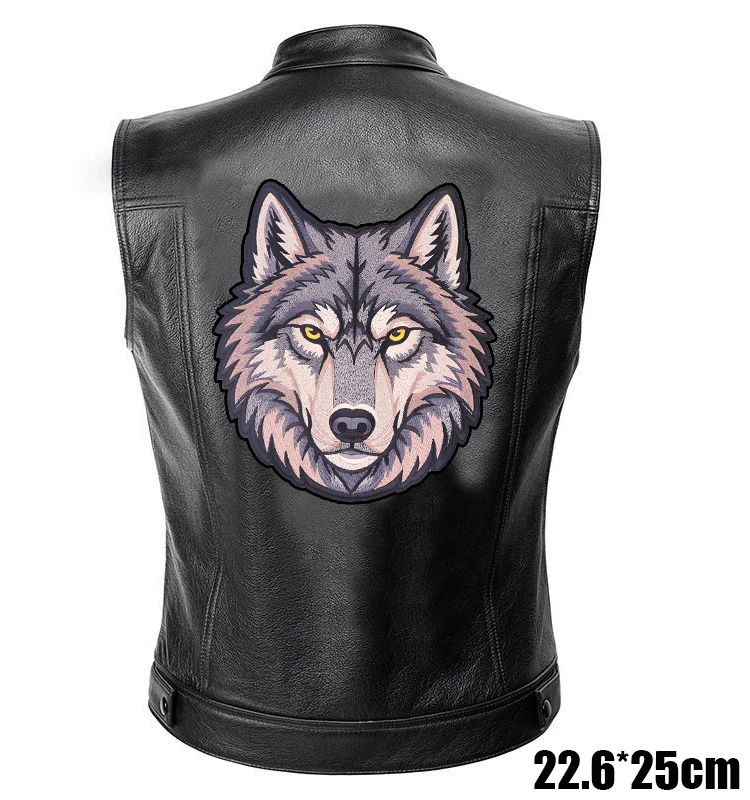 Large Punk Motorcycle Biker Back Embroidered Patches Wolf Elephant Patch Iron On Patches For Clothing Leather Jeans Jackets DIY