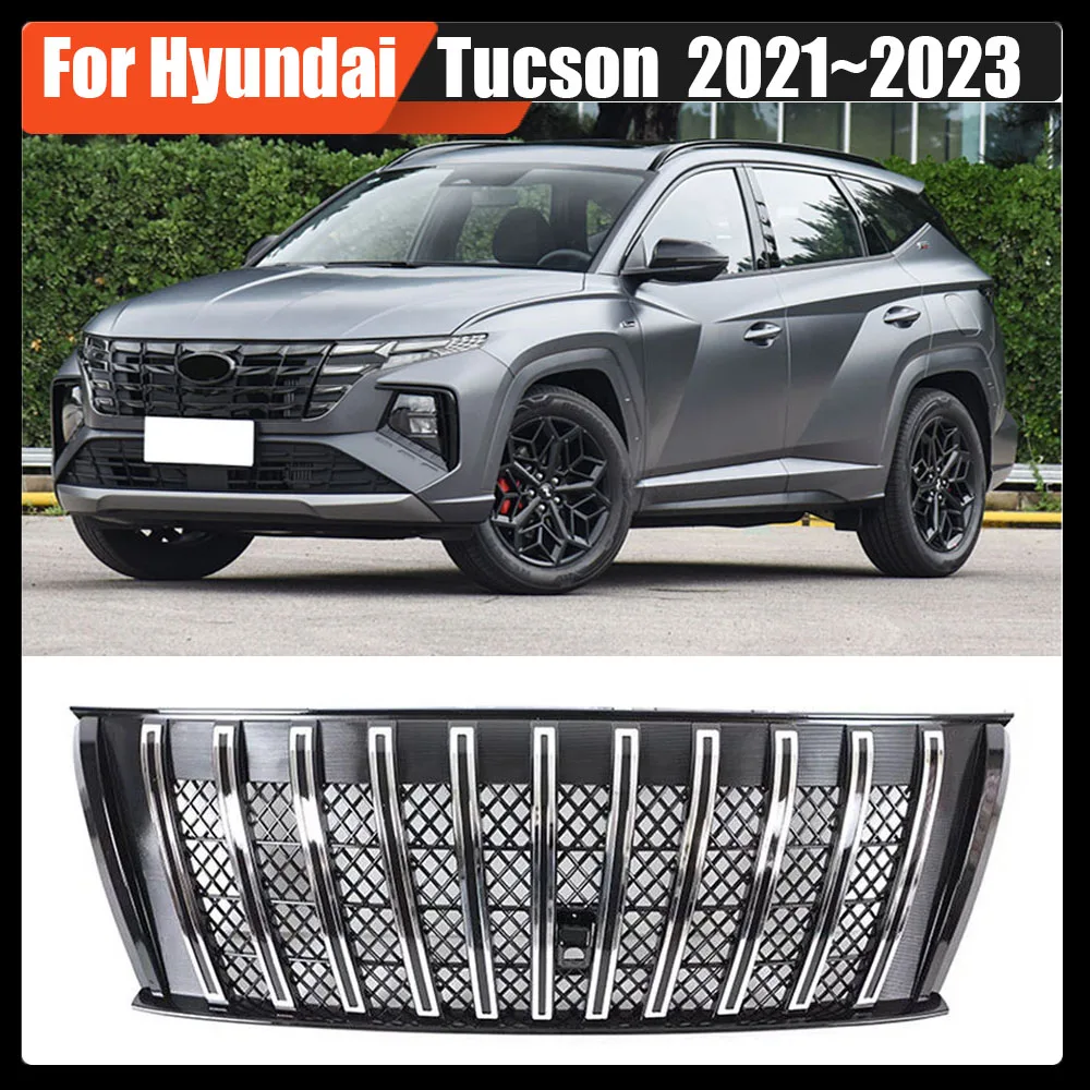 

Suitable High Quality Chrome Plated Or Gloss Black Front Bumper Grille Radiator Grille 1PCS For Hyundai Tucson 2021~2023