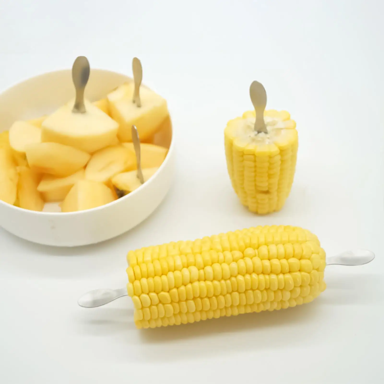 Corn on the Cob Holders 10Pcs/set Stainless Steel Corn Forks Kitchen Anti-Scalding Cooking Skewer for BBQ Barbecue Serving