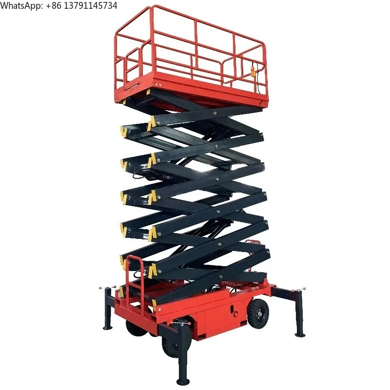 Scissor lift indoor and outdoor dual-purpose safety anti-skid platform free delivery 4-12 meters high altitude
