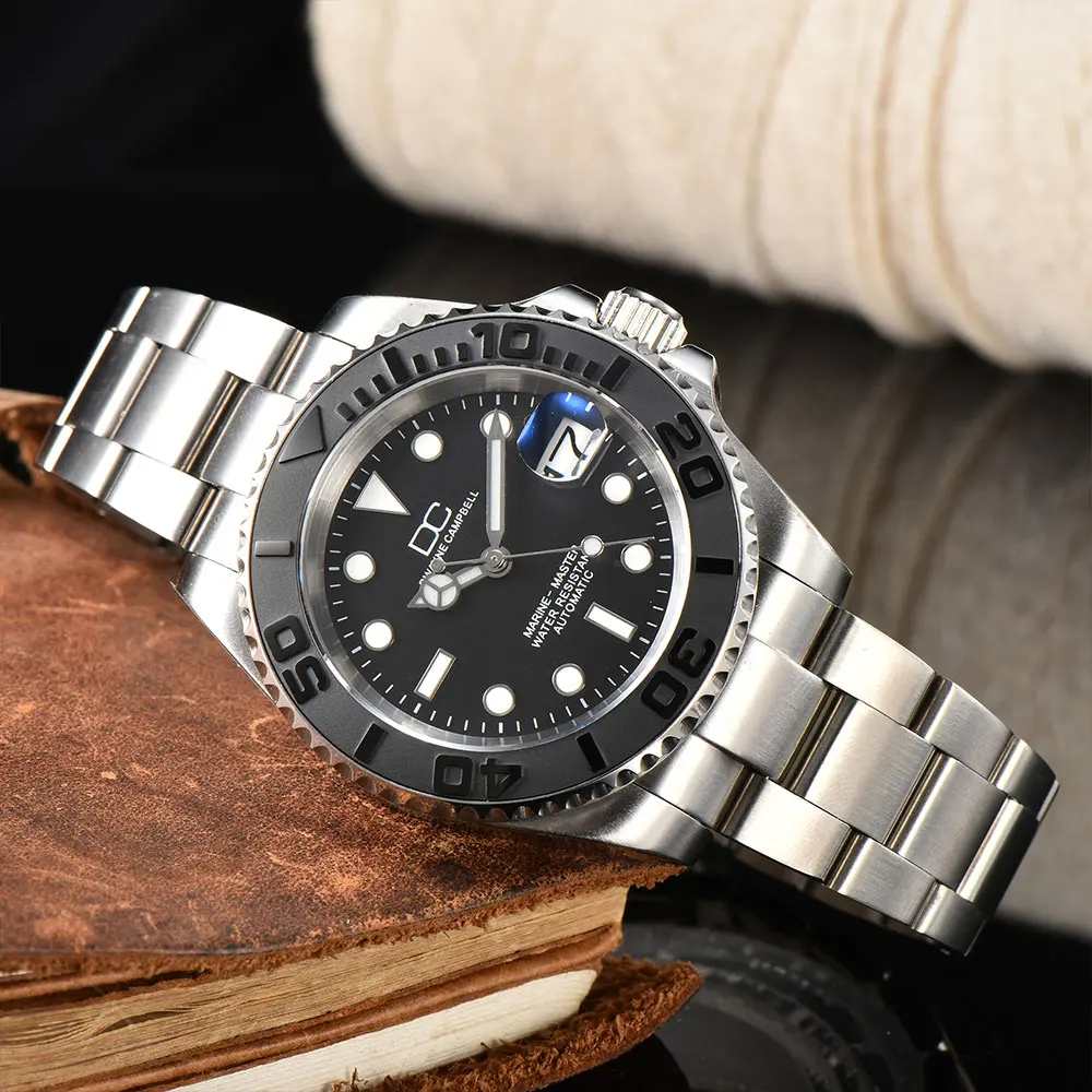 Dwayne Campbell Automatic Watch Sapphire Glass NH35 Movement Mechanical Watches Calendar Waterproof Luminous Watches For Man