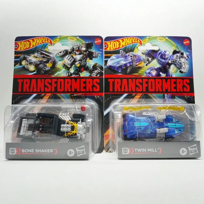Hot Wheels Transformers Bone Shaker Twin Mill, Coches de Juguete Transformables de Metal Fundido a Presión, Coleccionables para Adultos